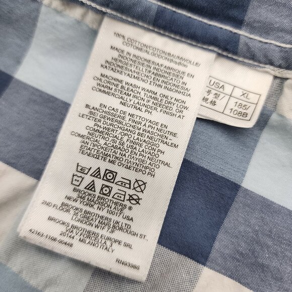 Brooks Brothers Seersucker Button Down Shirt Men's XL Blue Plaid - Picture 6 of 6